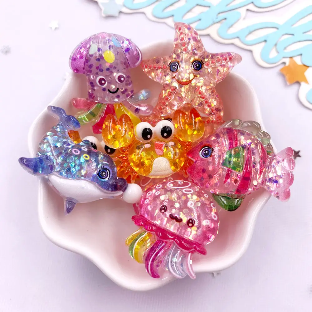 Resin Art Beach - 10pcs Glitter Colorful Resin Sea Star
