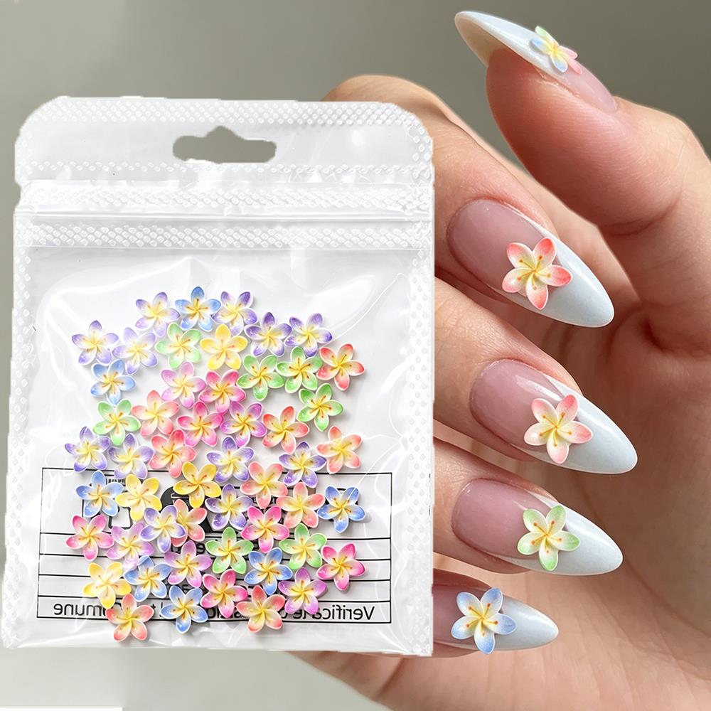 Resin Art Beach - 50Pc 3D Gradient Plumeria Flower Nail