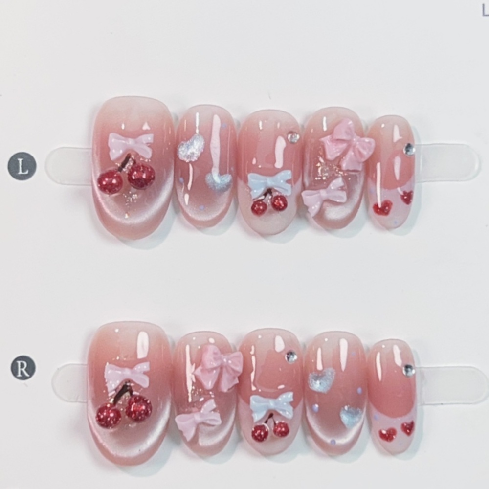 Resin Art Design - 10pcs Cat's Eye Handmade Fake Nail