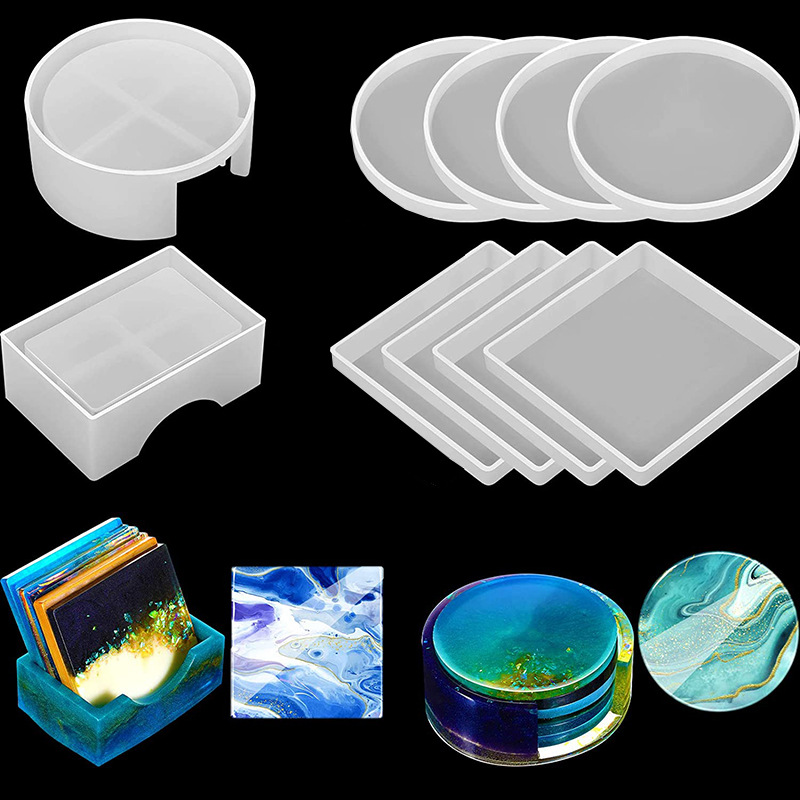 Resin Art Coasters - Round Square Coaster Silicone Mold DIY