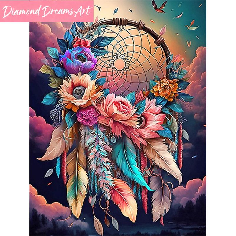 Resin Art With Rose - Frameless, Diamond Painting Dream Catcher Butterfly