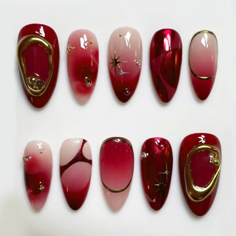 24pcs Red Almond False Nails A - đánh giá và giá Resin Art Online