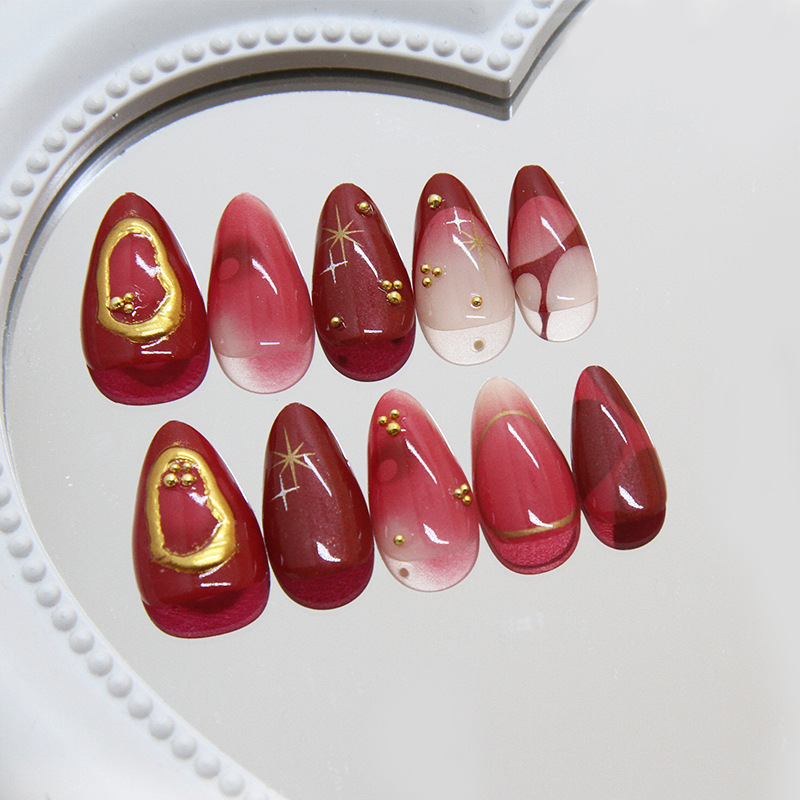 24pcs Red Almond False Nails A - đánh giá và giá Resin Art Online