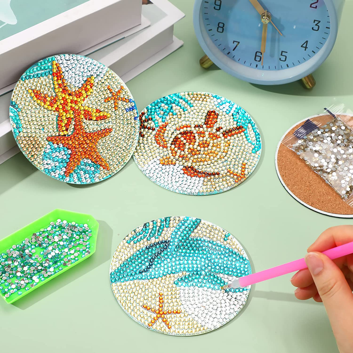 8pcs/Set DIY Diamond Painting  - đánh giá và giá Resin Art Coasters