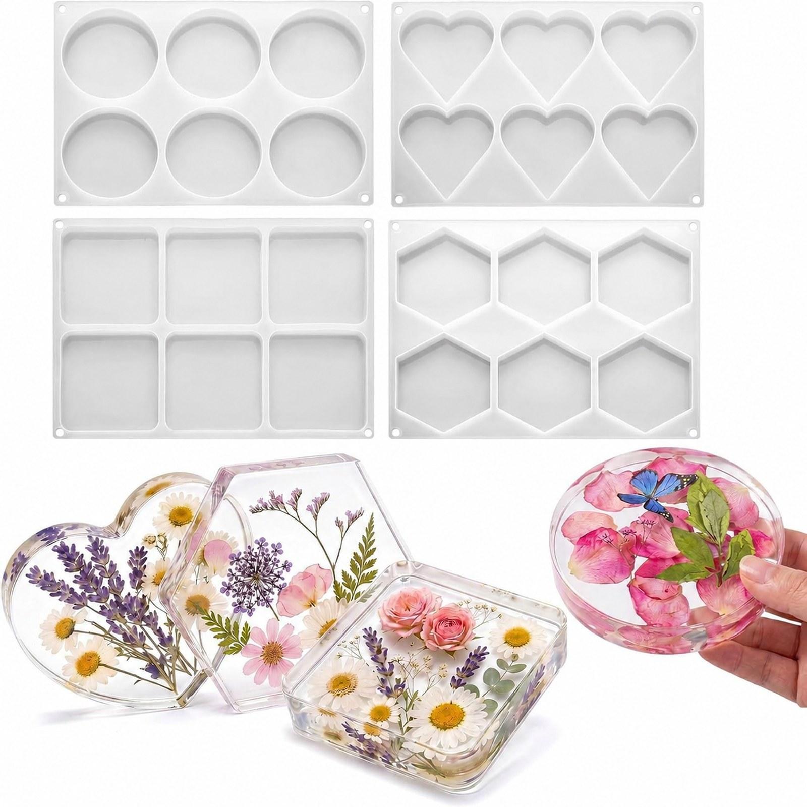 4Pcs Deep Resin Coaster Molds  - đánh giá và giá Resin Art Coasters