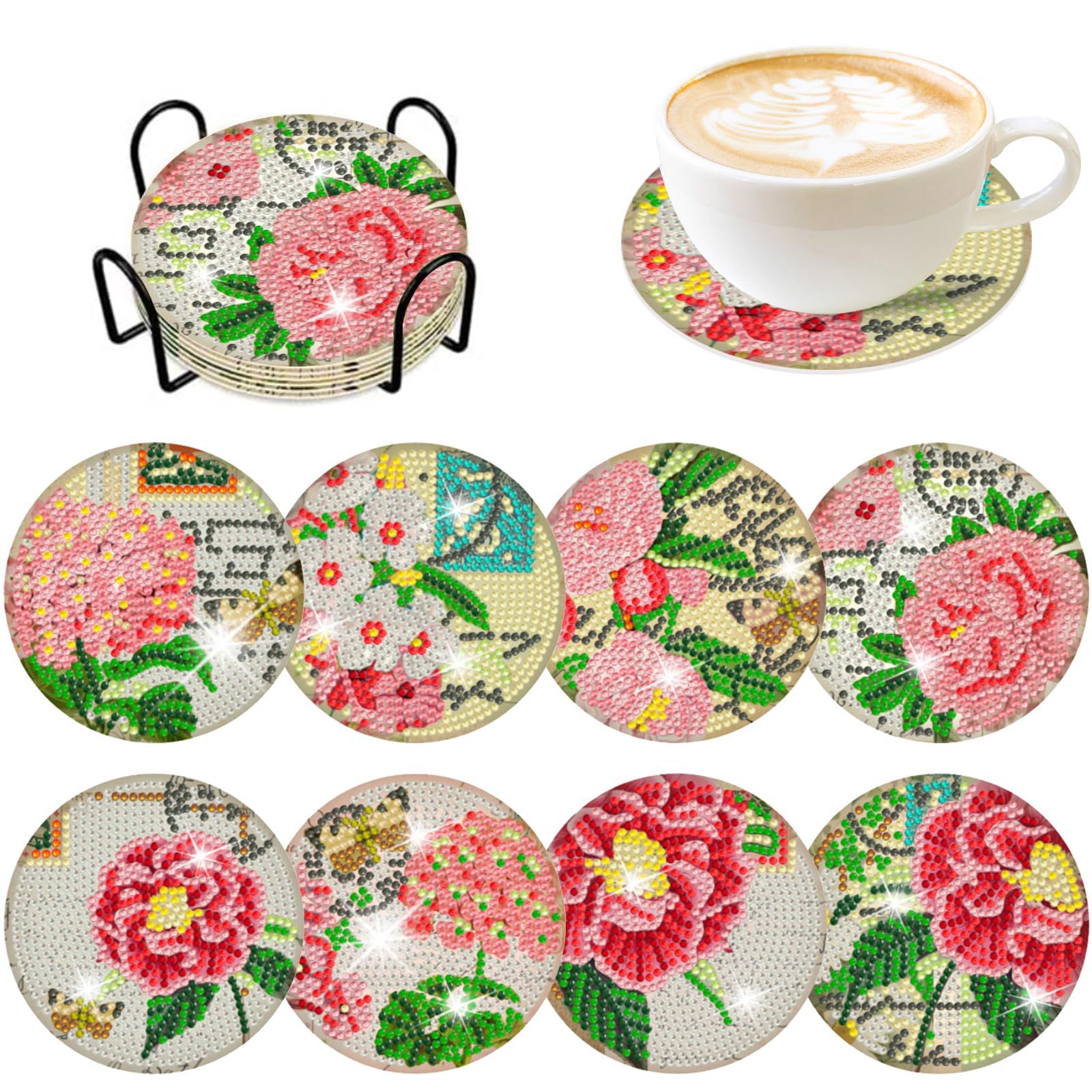 RUOPOTY 8pc/sets Diamond Paint - đánh giá và giá Resin Art Coasters